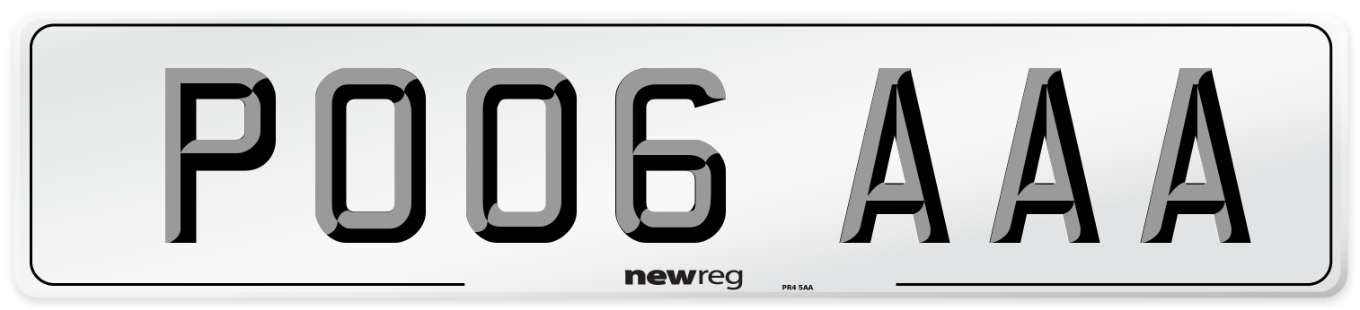 PO06 AAA Number Plate from New Reg